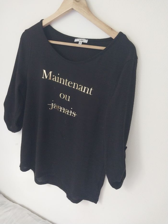Haut noir "Maintenant ou jamais" Taille M (LH) - photo numéro 2