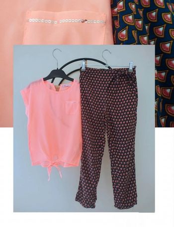 8 ans ensemble été Gémo blouse légère et pantalon fluide