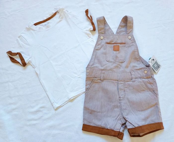 Ensemble salopette short neuve 24 mois