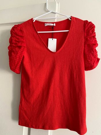 Blouse rouge Mango manches courtes longueurs blouse taille S neuf avec étiquette longueur 58 cm