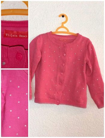 3 ans tissaia gilet rose a pois argenté print été /Excellent état