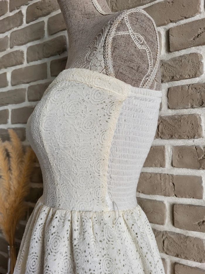Robe bustier à dentelle blanc ivoire Cache Cache - romantique raffiné - photo numéro 8
