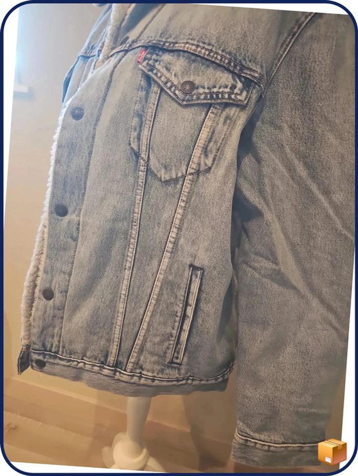 Veste en jean Levi's bleu clair fourré Xl homme - photo numéro 4