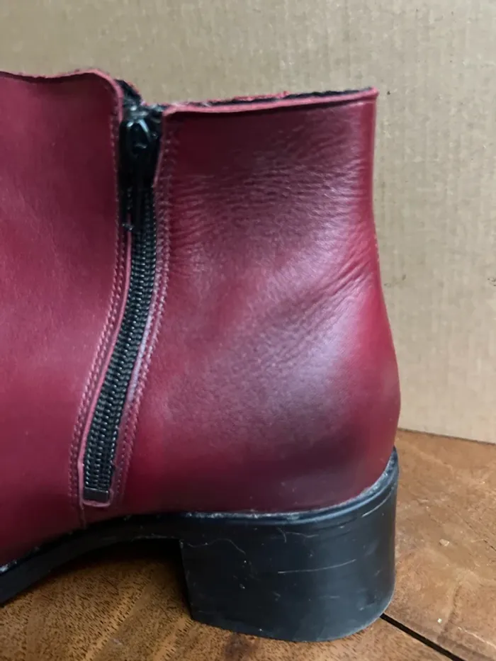 Bottine cuir bordeaux à talons - photo numéro 6