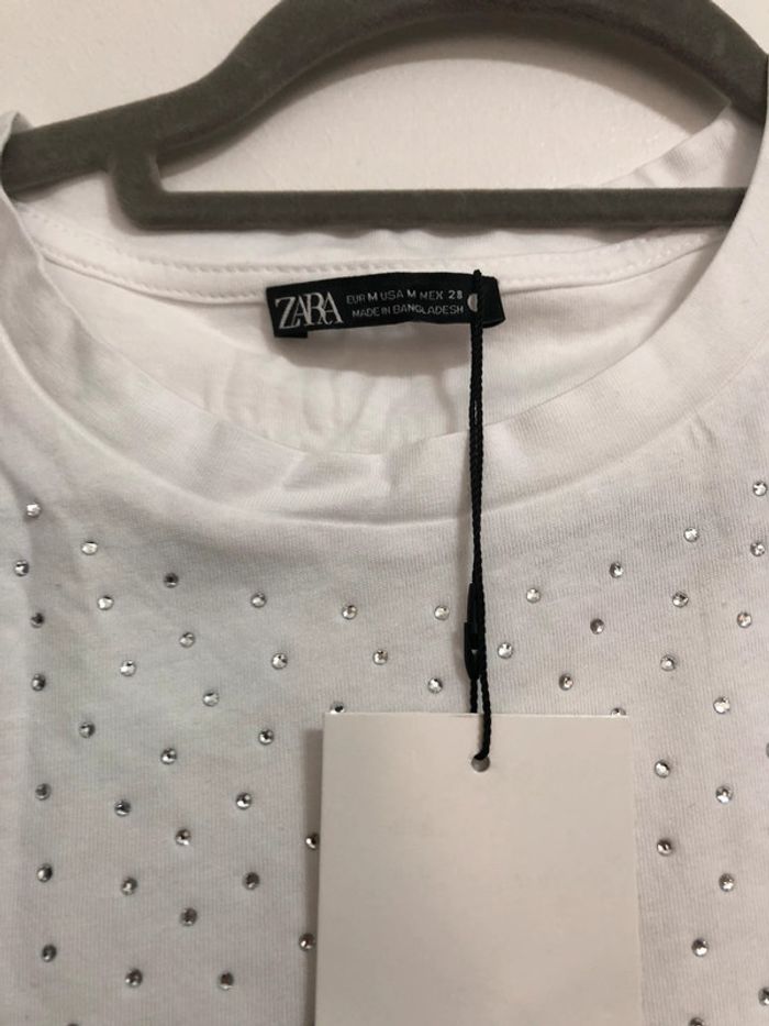 Superbe beau t-shirt à strass Zara neuf avec étiquette taille M - photo numéro 3