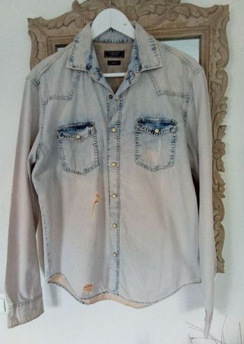 Chemise jean clair effet déchiré Zara taille M