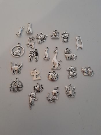 Lot de 22 breloques chats