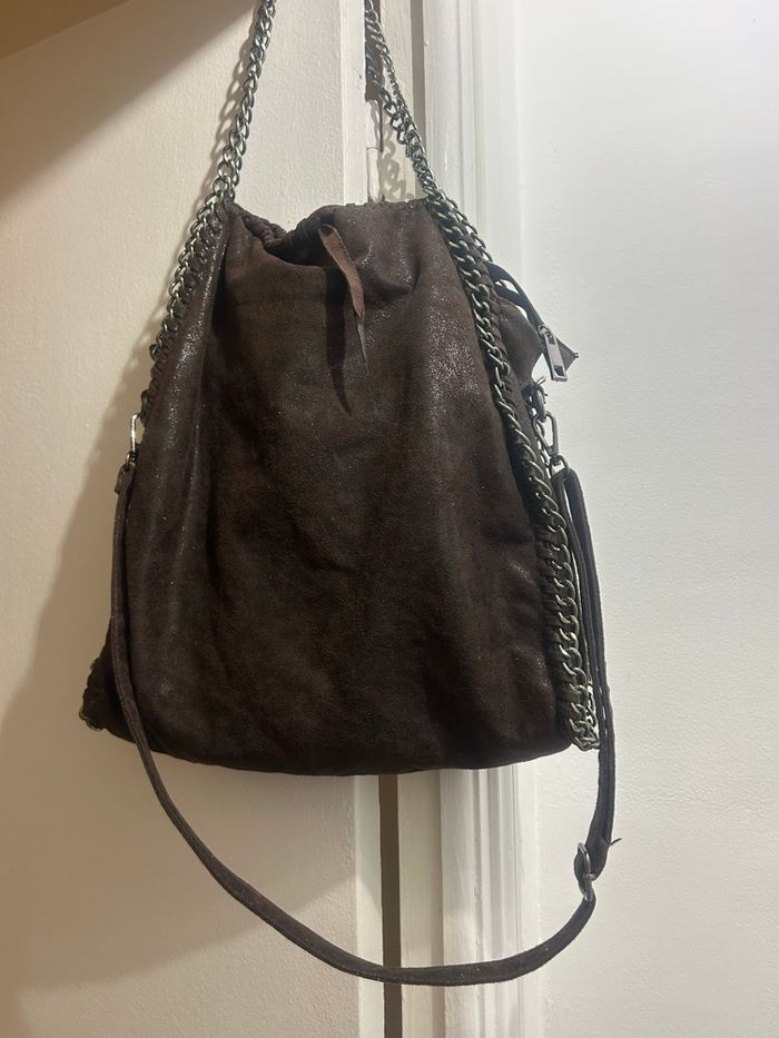 Sac chocolat avec anses chaînes inspiration Stella - photo numéro 4