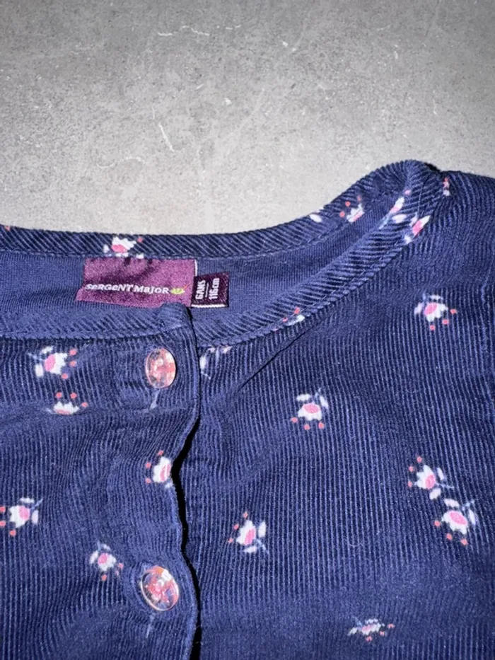 Blouse avec boutonnière sur le devant en velours - Sergent Major - Bleu marine - 6 ans - photo numéro 2