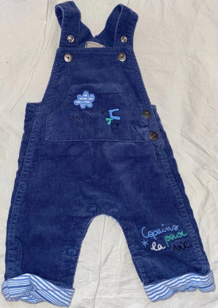 salopette velour Grain de blé 1 mois