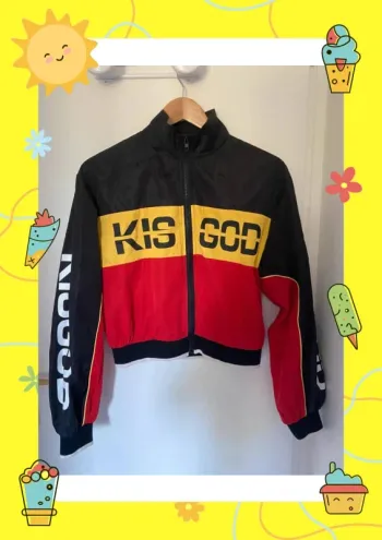 Veste légère coupe-vent noir rouge jaune S 36 Kisgod