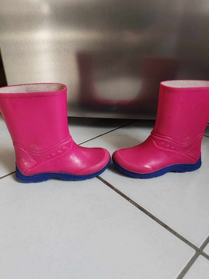 Bottes de pluie rose et bleu fille taille 28 - photo numéro 5