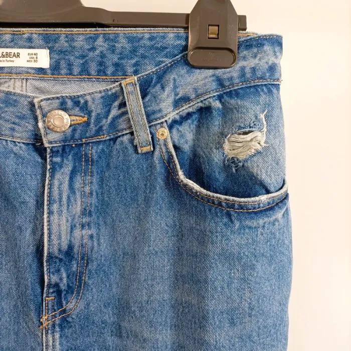 Jean patchwork boyfriend Pull&Bear Jean droit Femme Taille 40 - A395 - photo numéro 4