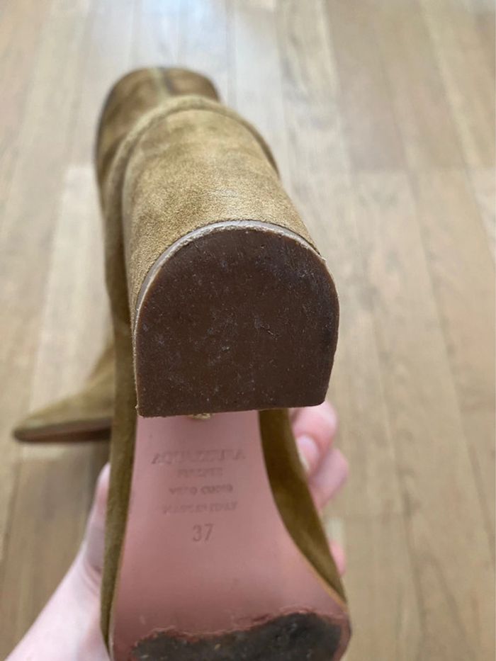 Bottines à talon en daim beige Aquazzura modèle Boogie taille 37 - photo numéro 9