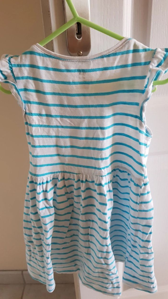 Robe blanche à rayures turquoises H&M - photo numéro 2