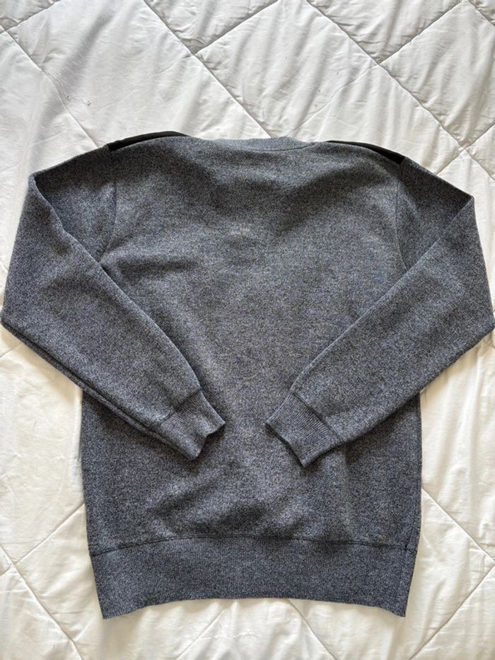 Pull gris noir chine début 2000 y2k homme col V bouton coton taille M - photo numéro 8