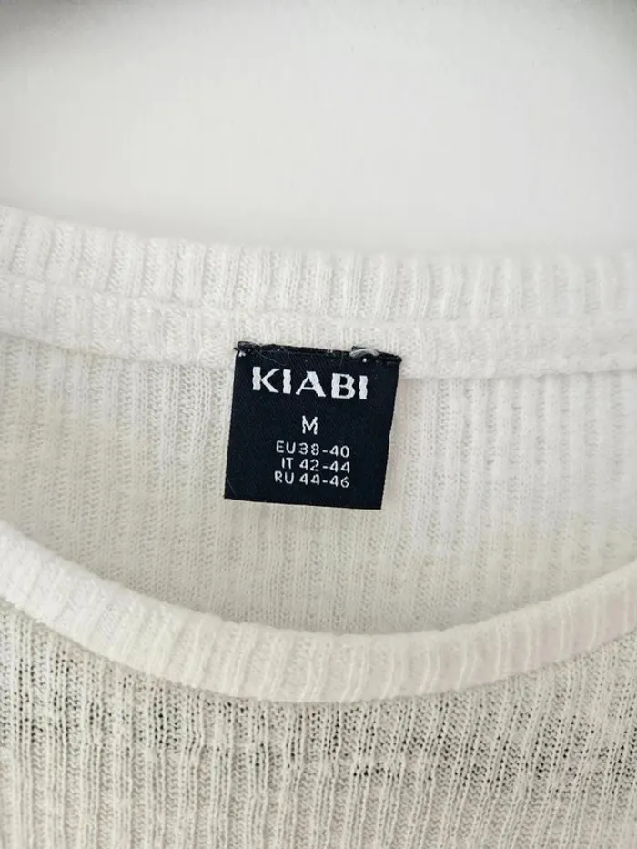T-shirt blanc côtelé Kiabi taille 38/M - photo numéro 4