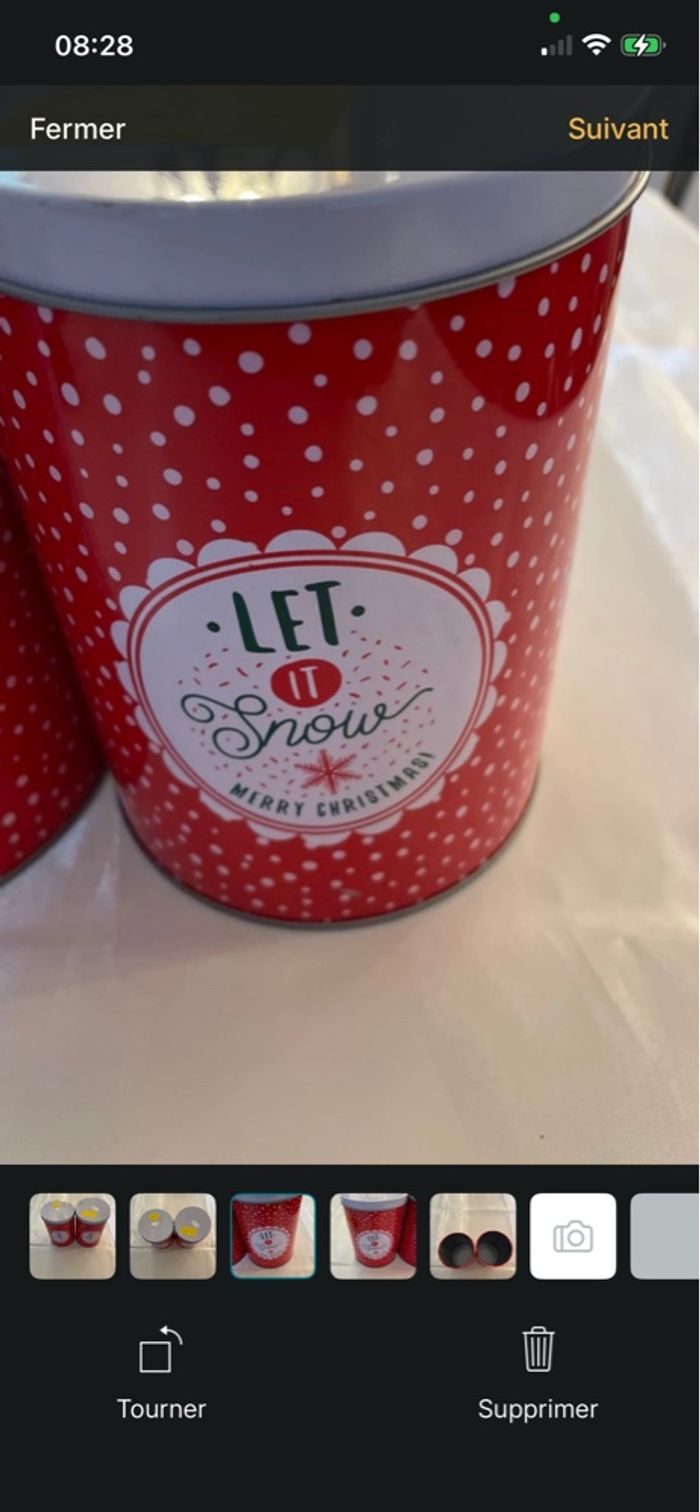 Lot 2 boîtes métal “Let It Snow” – Rouge Noël – 10 x 15 cm – Déco & rangement - photo numéro 2