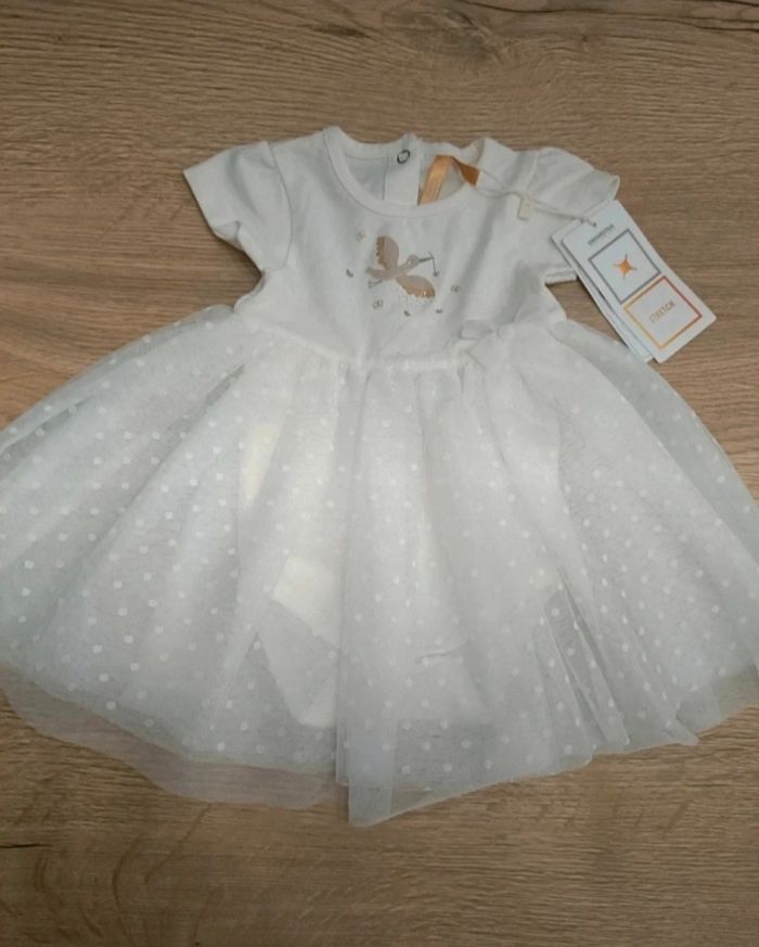 Robe tulle blanche -3mois- orchestra - NEUF - photo numéro 3