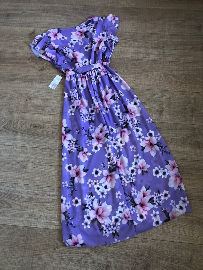 Robe longue mauve et fleurie neuve New Collection taille unique - photo numéro 8