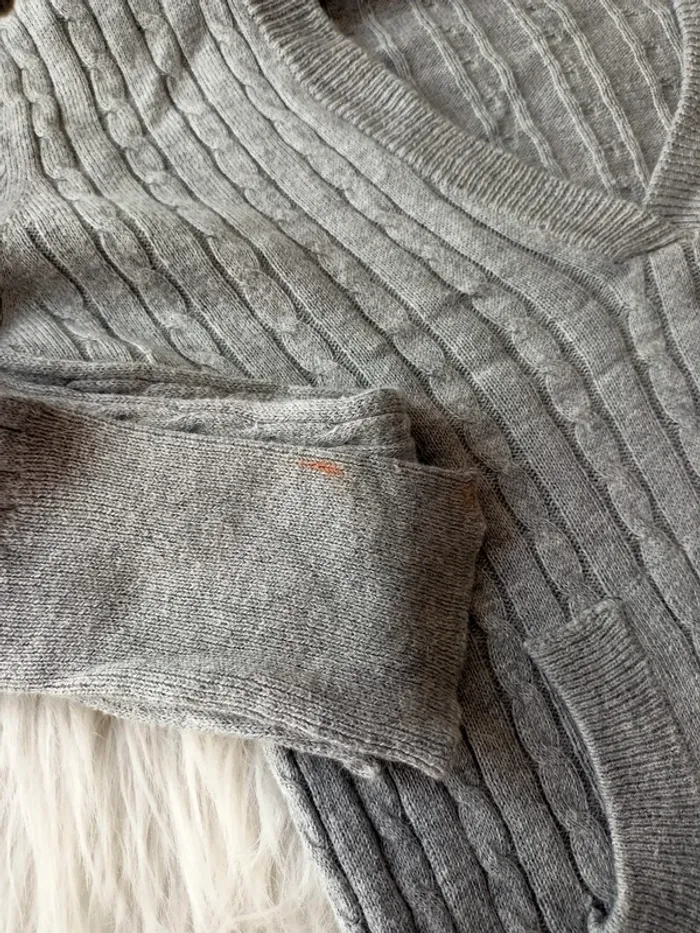 Pull à capuche gris torsadé 12 ans- 150cm - photo numéro 2