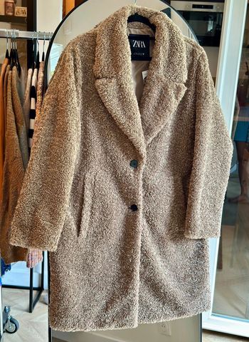 Manteau mi long oversize façon Teddy taille Xs oversize Zara
