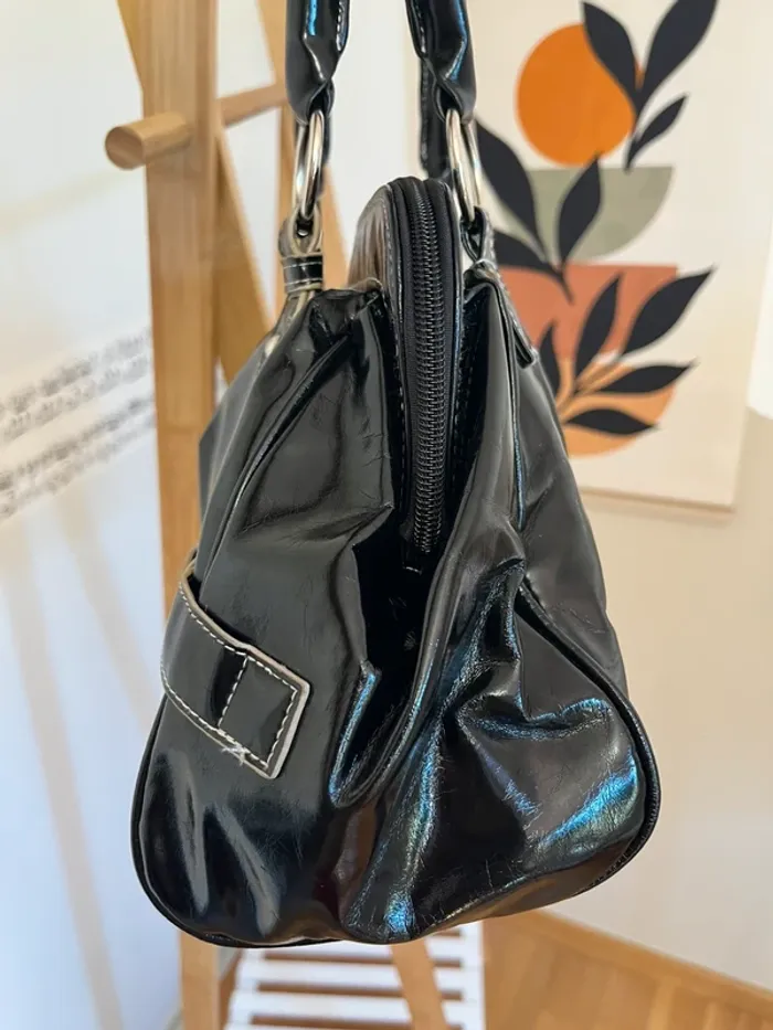 Sac style vintage noir en synthétique parfait état [ref 2508SBl188] - photo numéro 5