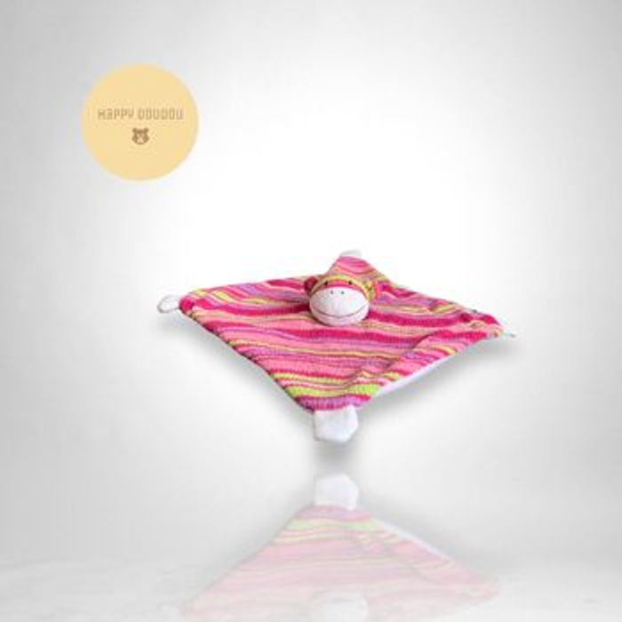 Doudou Peluche Vache rayures rose Orchestra DP245