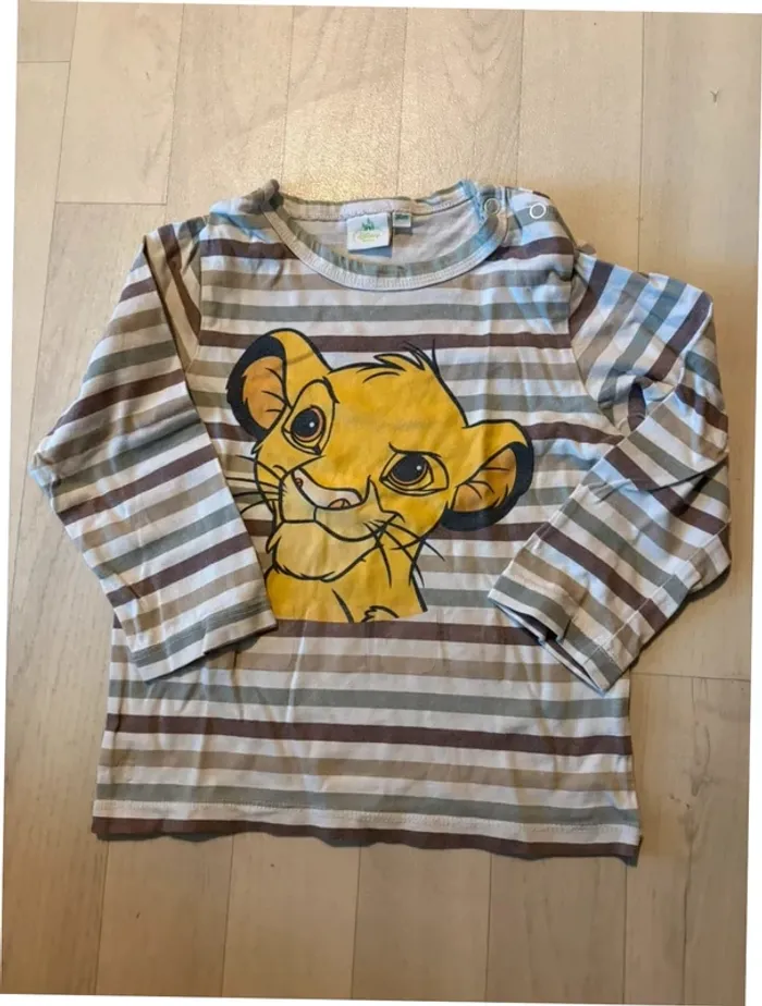 T-shirt simba 36 mois manches longues à rayures