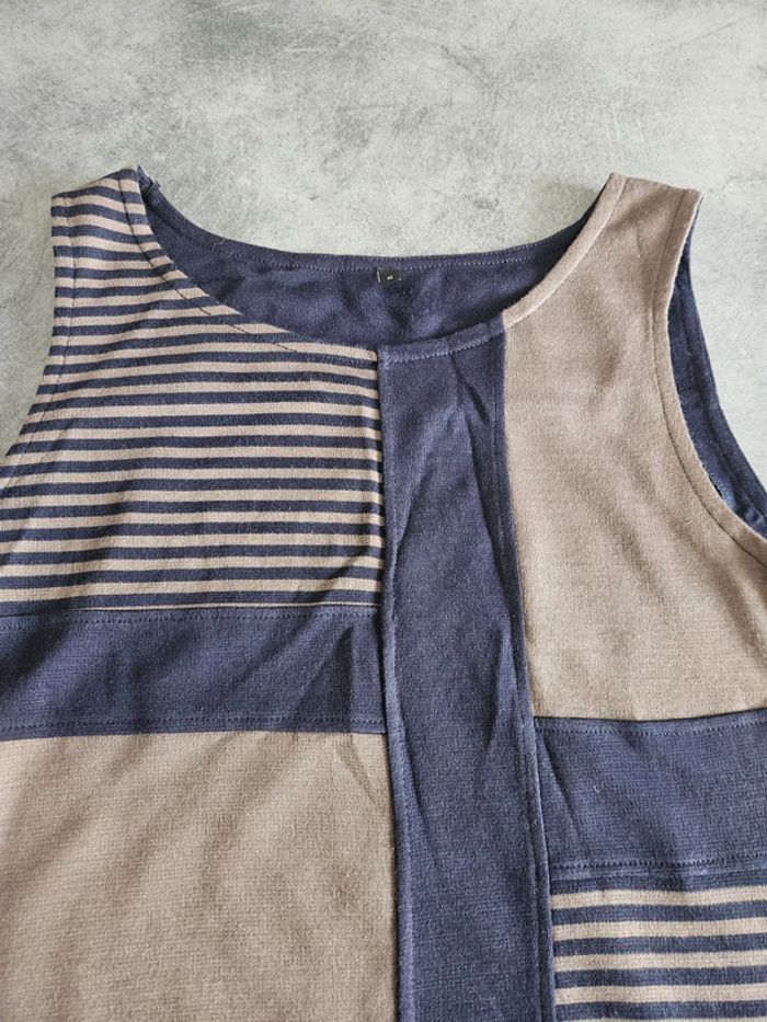Robe chasuble bicolore femme - Taille 46 / XXXL - Marron et marine - photo numéro 6