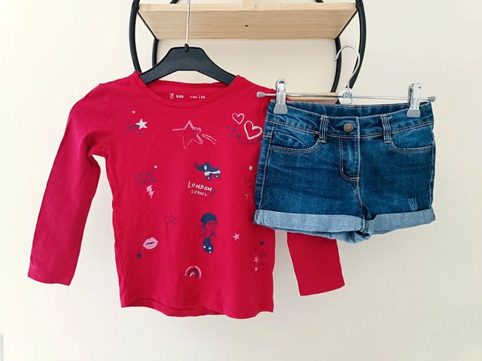 5 ans ensemble Teeshirt Gémo et short tape a l oeil