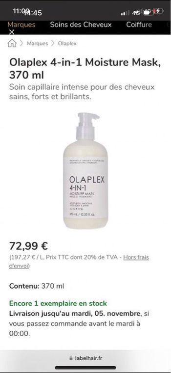 Olaplex Masque 4-1 hautement concentrée 370ml