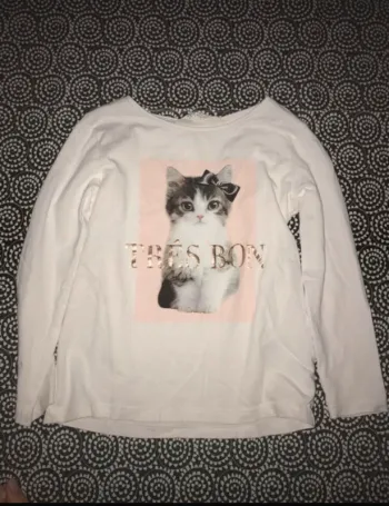 T shirt chat manches longues h&m 2-4 ans