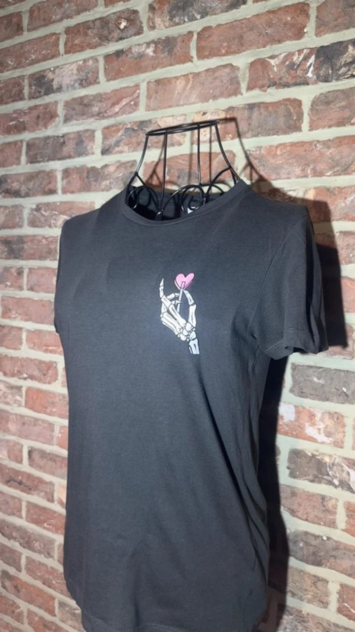 T-shirt gris foncé avec logo Pull and Bear Taille S / 36 - photo numéro 4