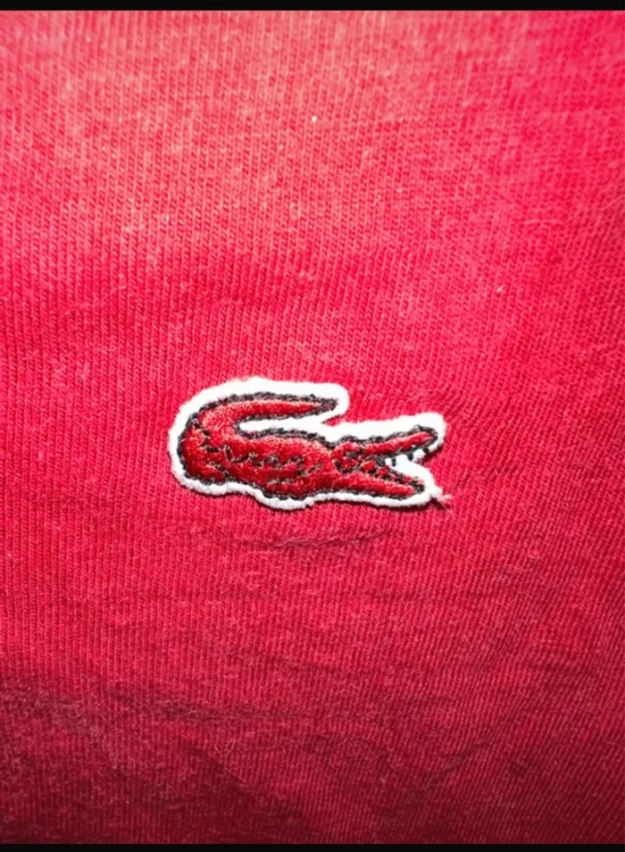 T shirt manches longues pull fin col v bordeaux rouge vin Lacoste - photo numéro 4