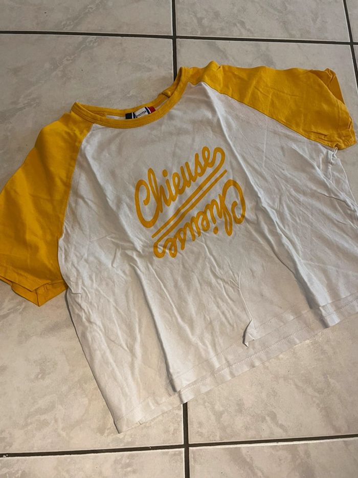 Jennyfer tee shirt blanc et jaune taille M