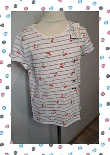 🍒 T-shirt neuf 10 ans – Kiabi – Motif cerise 🍒