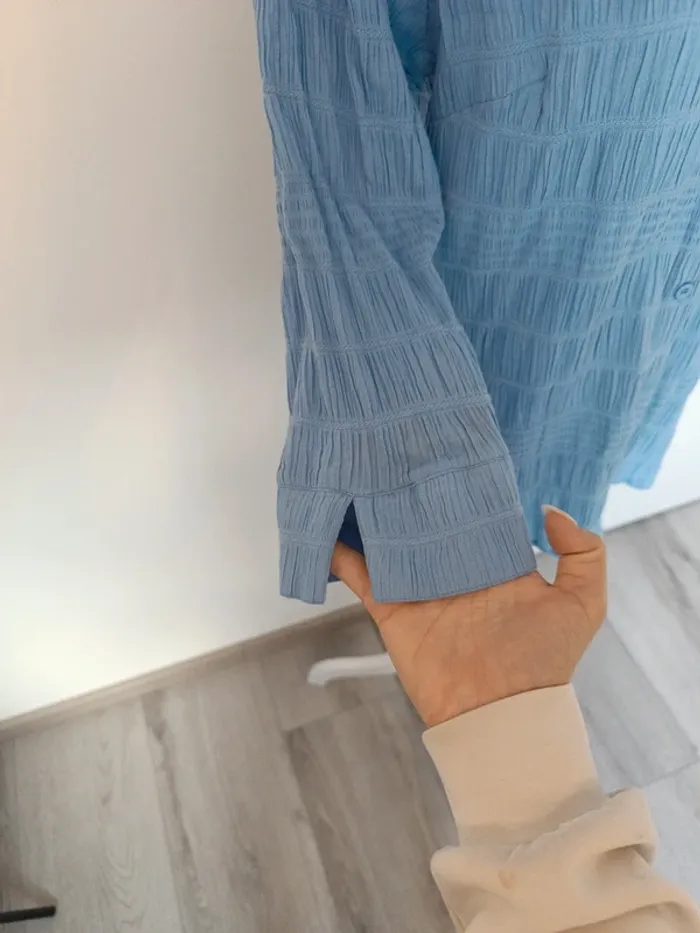 Chemise texturée bleu ciel damart – T. 40 (taille flexible) - photo numéro 3