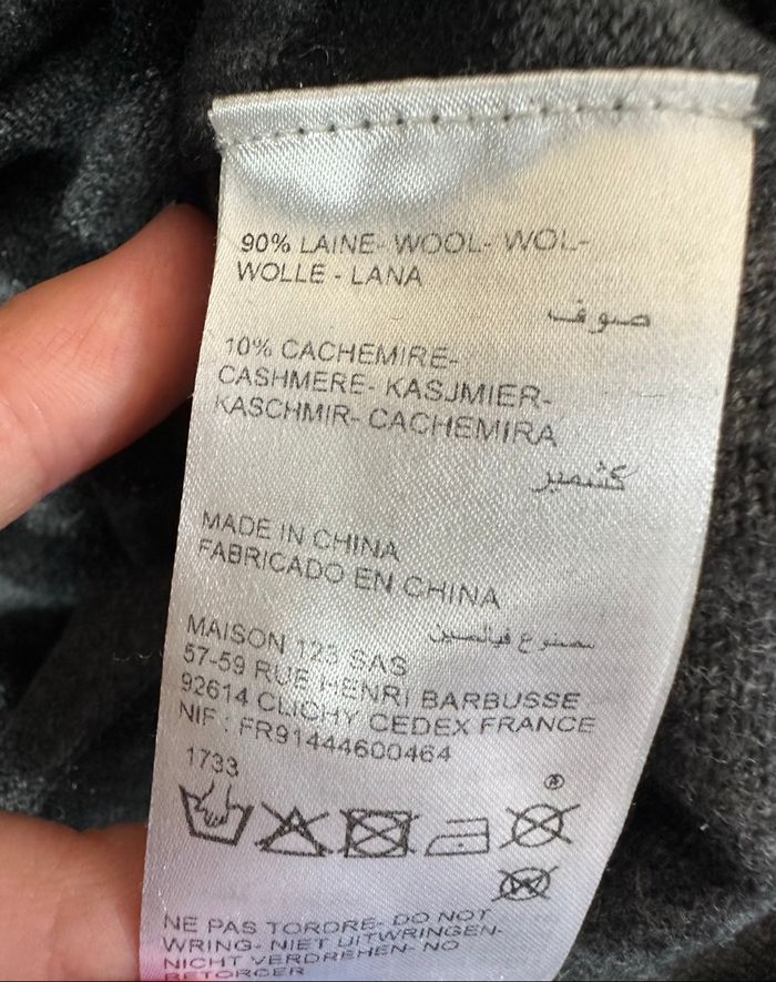 Pull marinière cachemire et laine gris et noir pailleté Maison 123 T38 M - photo numéro 7