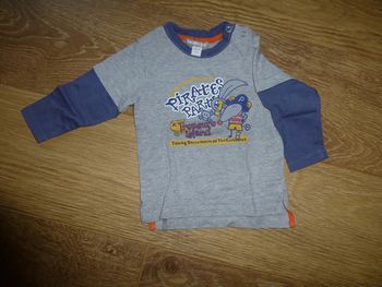T-shirt manches longues gris et bleu Orchestra - 1 an