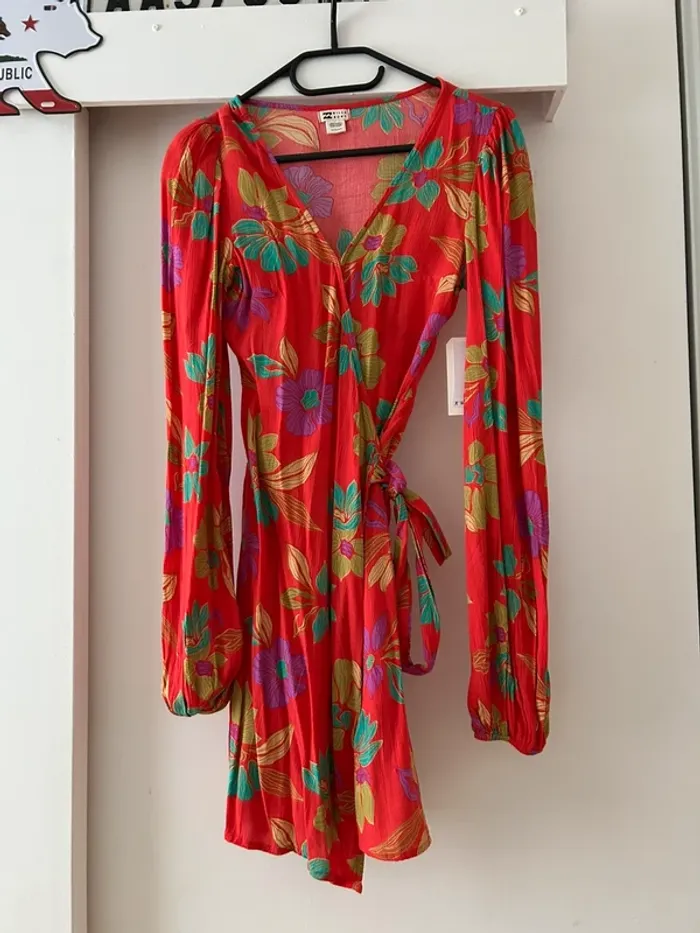 Robe rouge à fleurs - Billabong - photo numéro 4