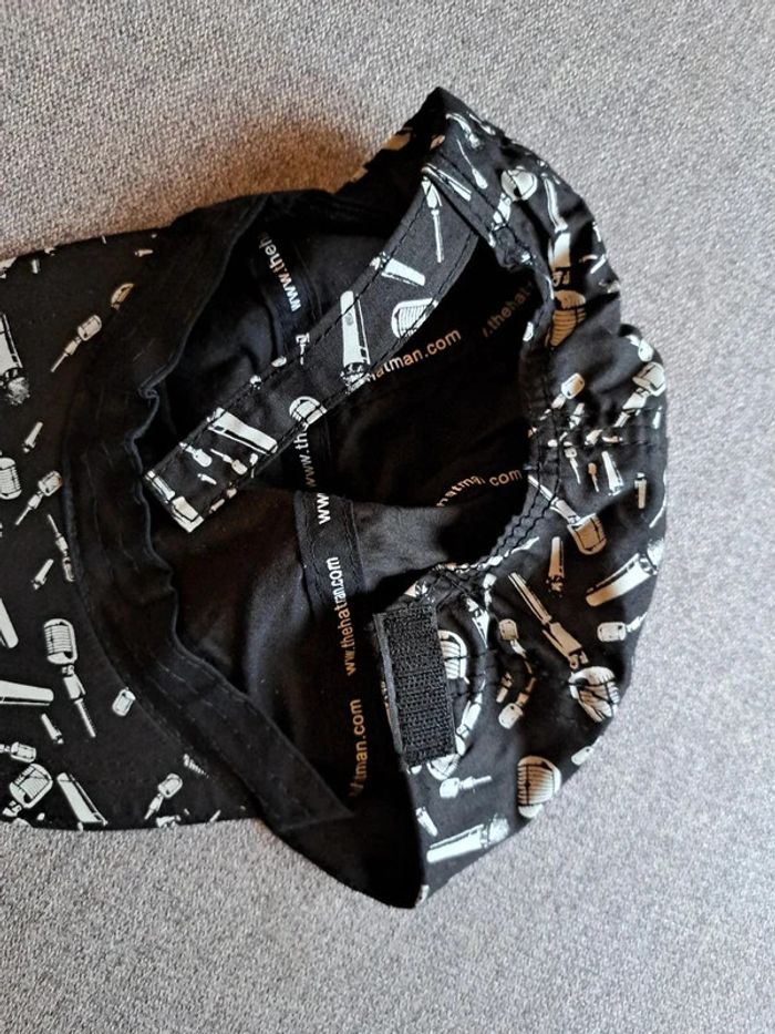 Casquette noir Hatman motif micros vintages blancs - photo numéro 3