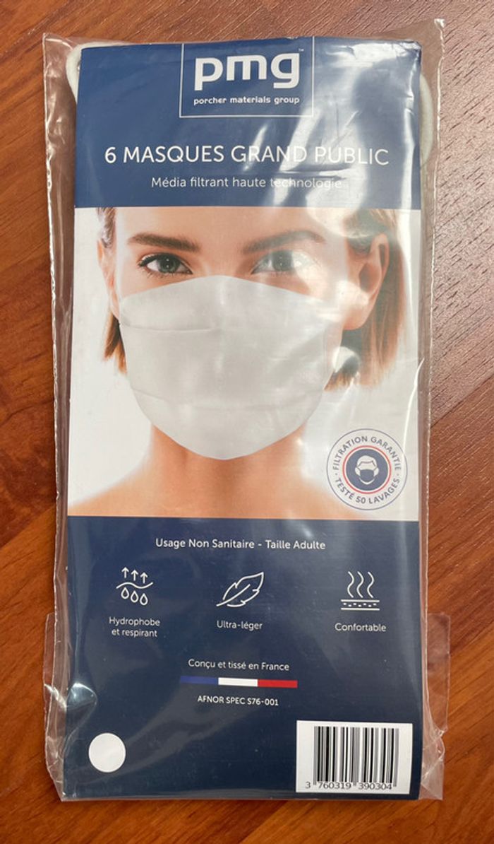 6 masques pour adulte