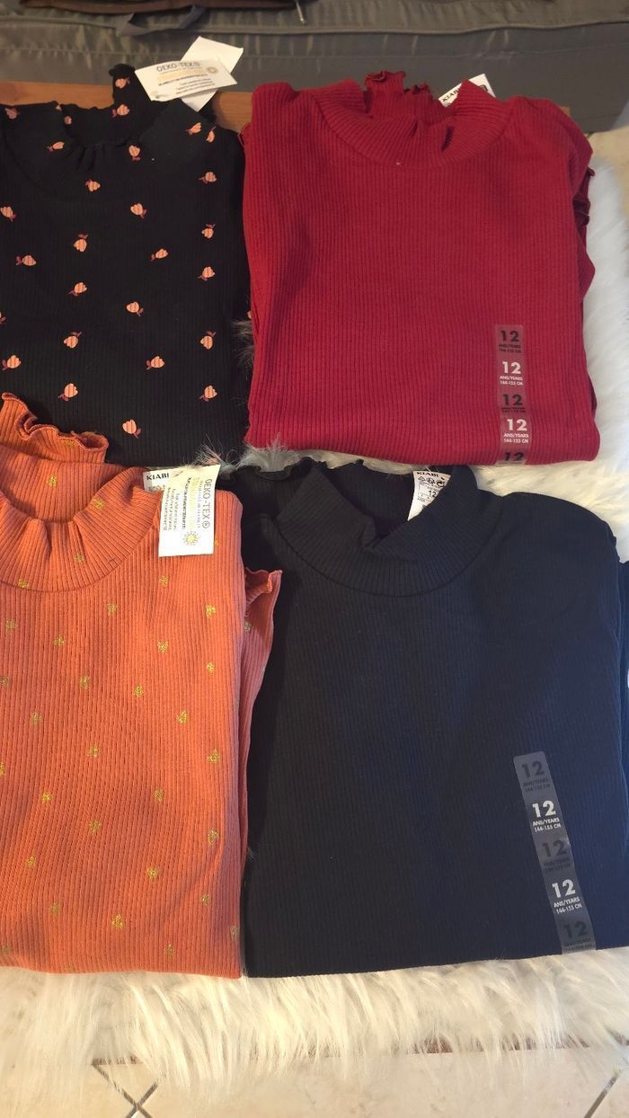 (Neufs non portés)🏷🤩🥰 lot teeshirts col montants 12 ans fille 🤩🩷🥰 - photo numéro 3