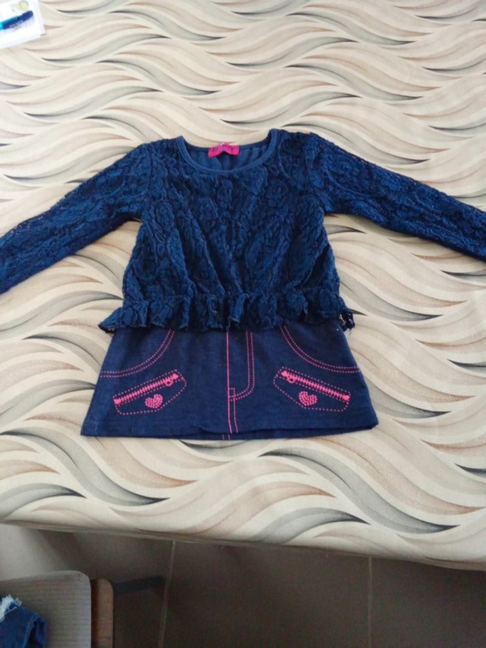 Robe tunique style jeans et dentelle 4 ans Shialy