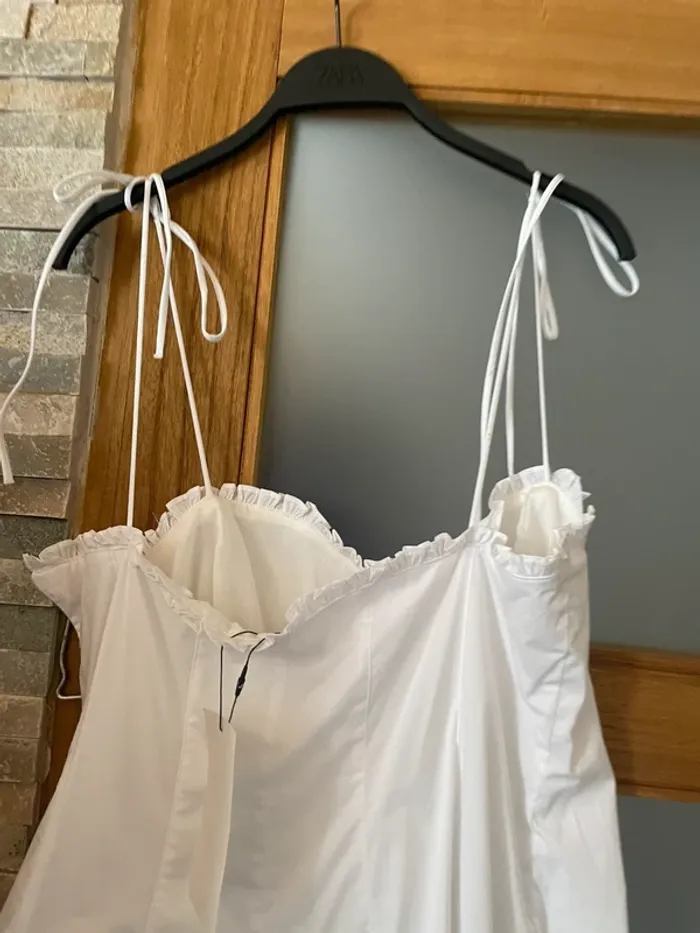 Magnifique, robe blanche en popeline, Zara, taille XL, collection, 2025 - photo numéro 4