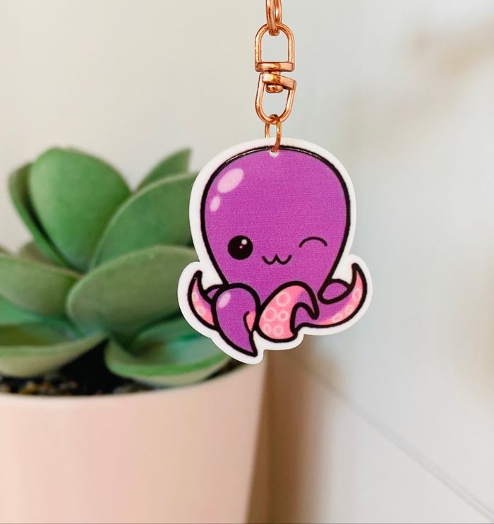 Porte-clés Plat Poulpe Octopus Kawaii