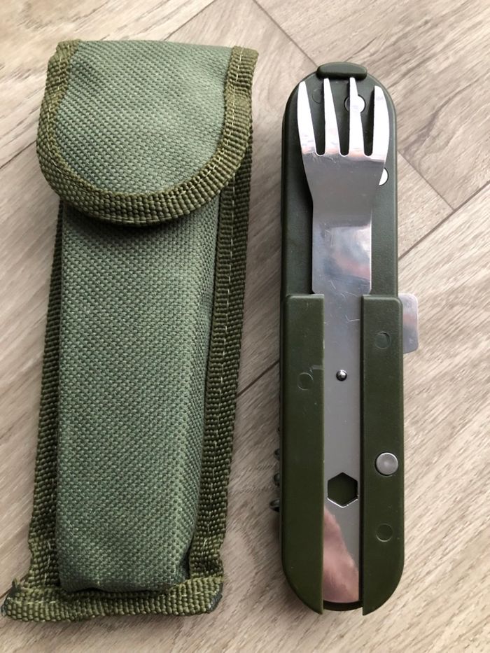 Couteau couverts repas camping randonnée trek militaire bivouac chasse  pêche