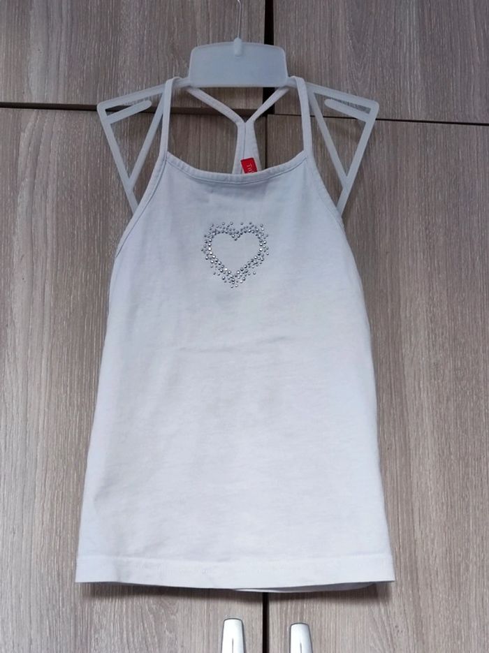 Débardeur blanc strass argent 6 ans / Tissaia