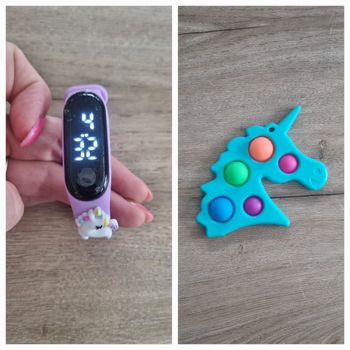 Montre enfant licorne + jouet pop it